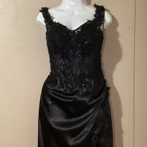 Sophisticated Black Leg Slit Sequin Prom Dress